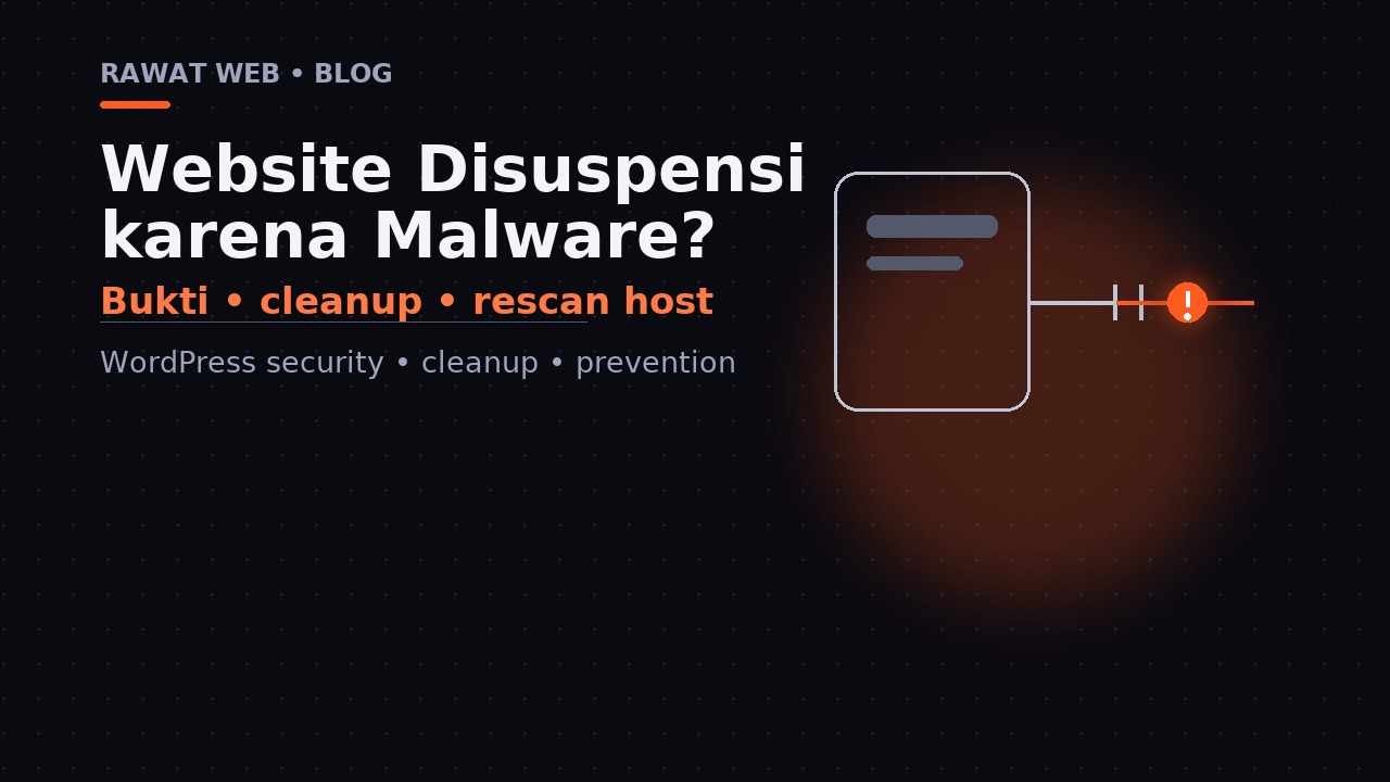 Ilustrasi editorial panel website yang dikarantina dan jalur pemulihan bertahap setelah host mendeteksi malware.